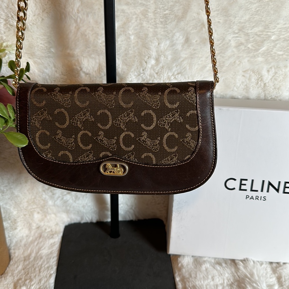 CELINE 🤎 Authentic rare wallet/chain carriage canvas/leather trim Belt bag etc - Picture 3 of 15